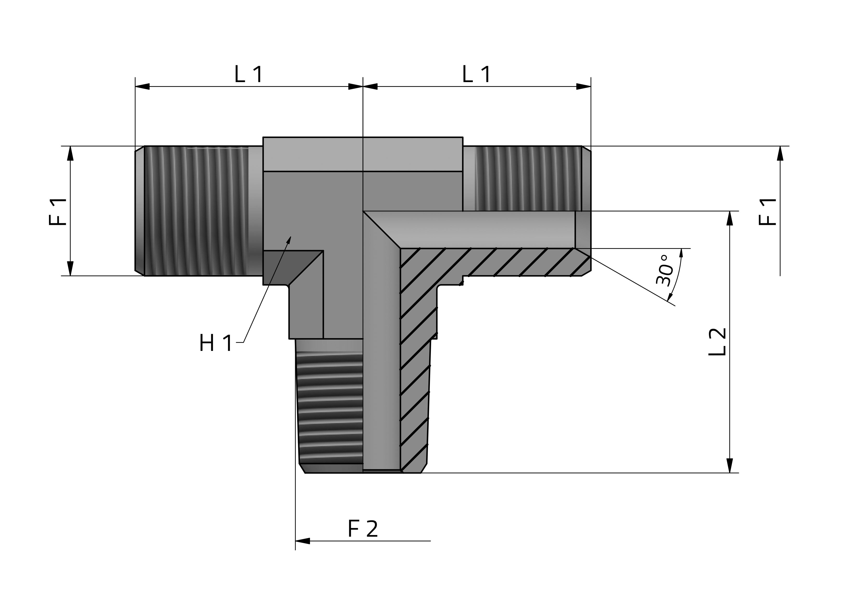 BRANCH TEE MALE BSPP - MALE BSPT