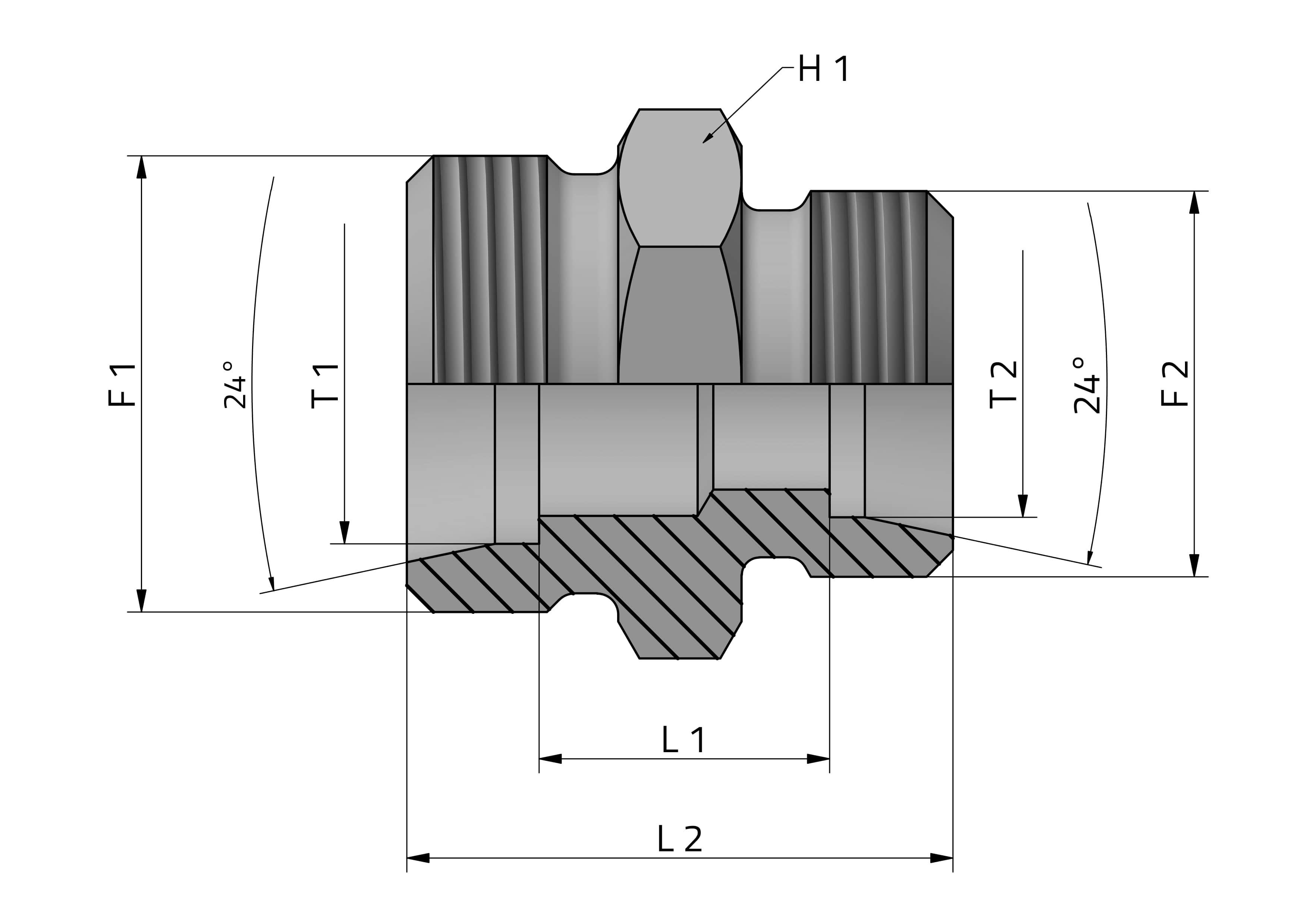 DIN MALE REDUCED COUPLING - DIN MALE