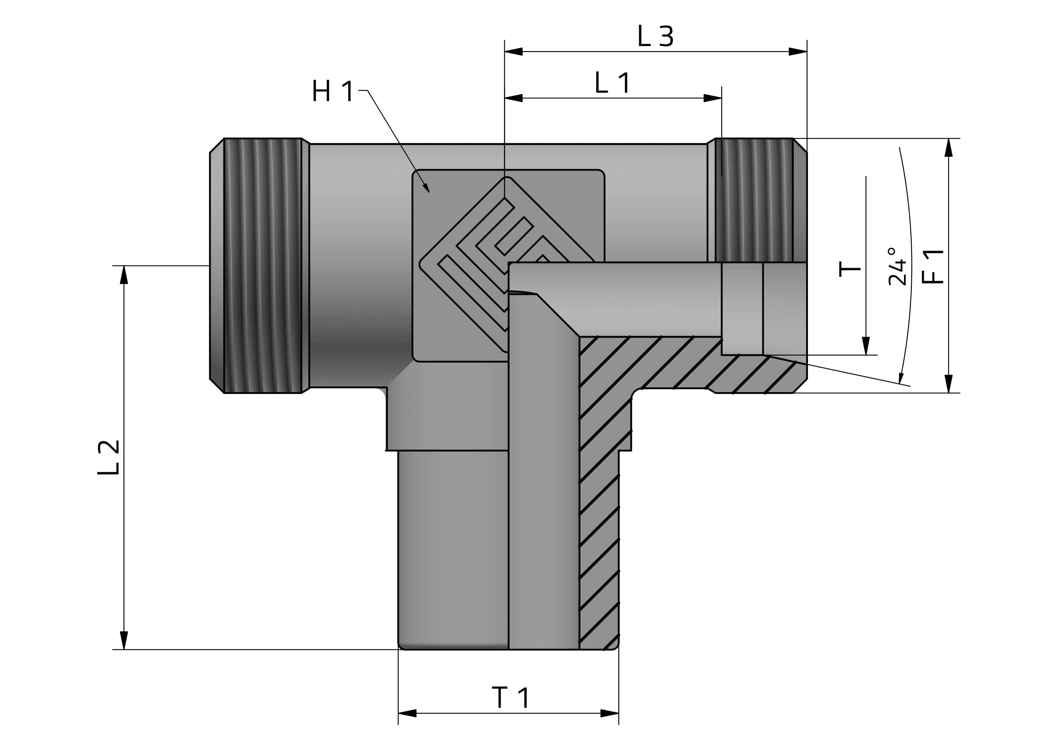 T ADAPTER DIN MALE/DIN MALE/DIN STANDPIPE