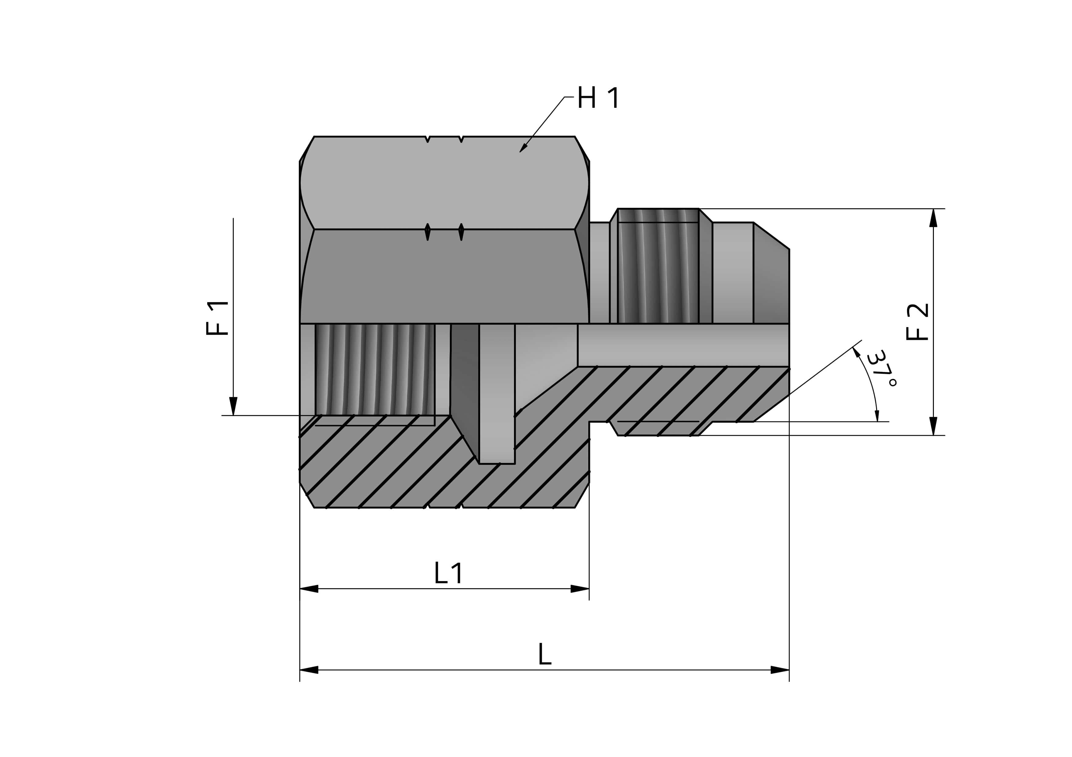 ADAPTOR FEMALE JIC - MALE JIC