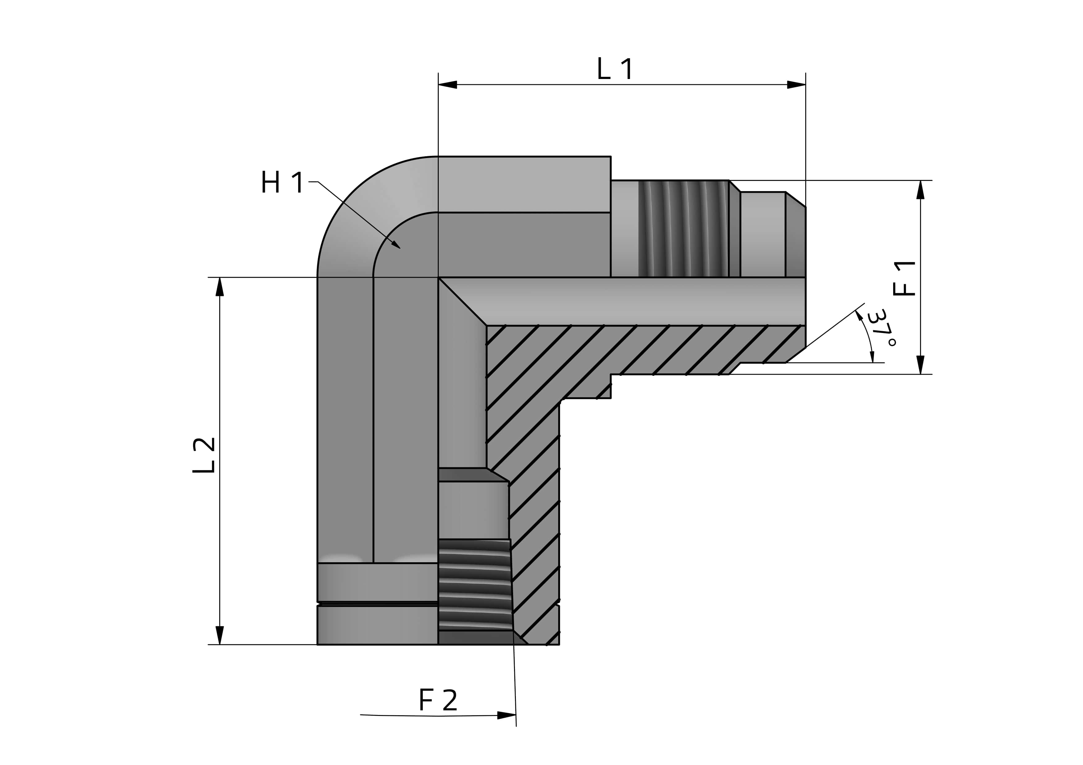 90° ADAPTOR MALE JIC - FEMALE NPT