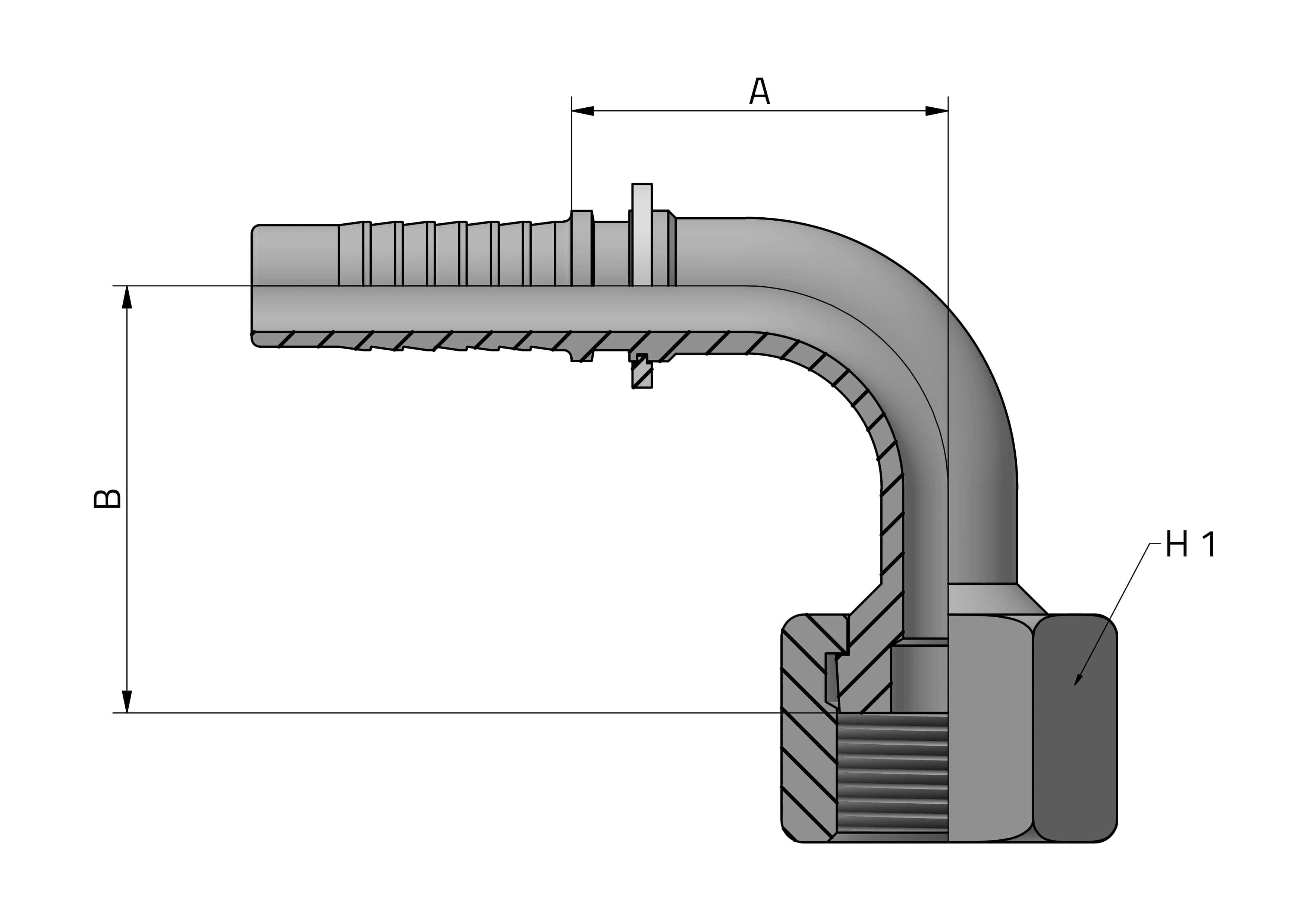 Orfs Assembly ORFS FEMALE SWIVEL - 90° ELBOW