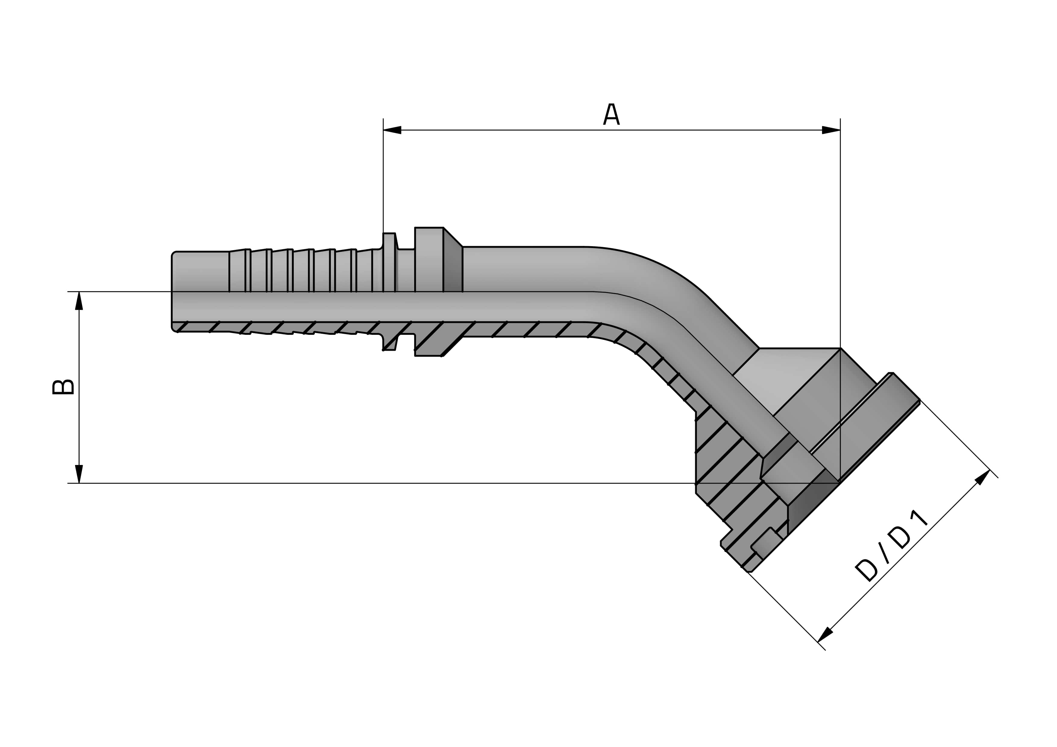 FLANGE CODE 62 - 6000 PSI - 45° ELBOW