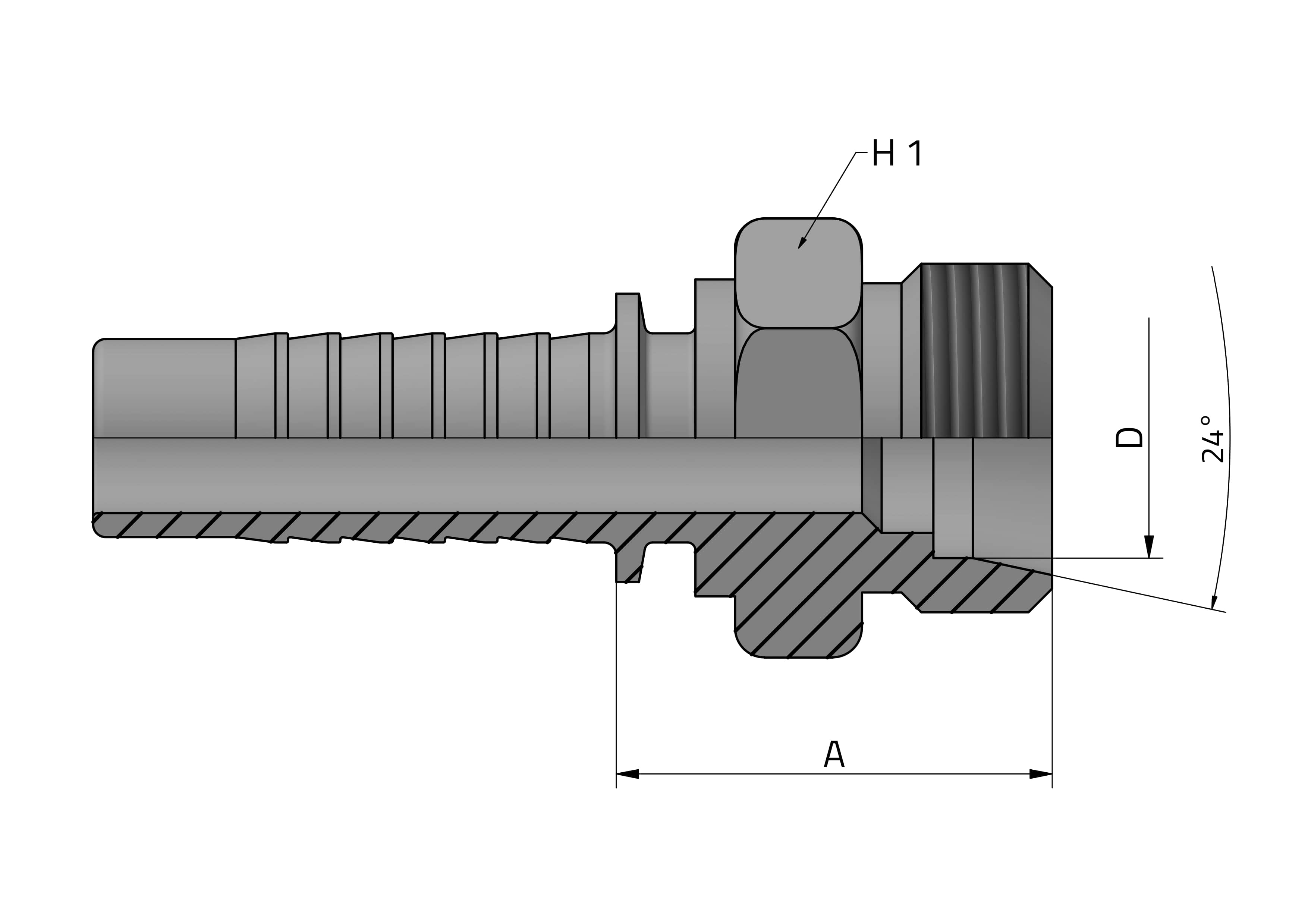 METRIC MALE 24° CONE - L TYPE