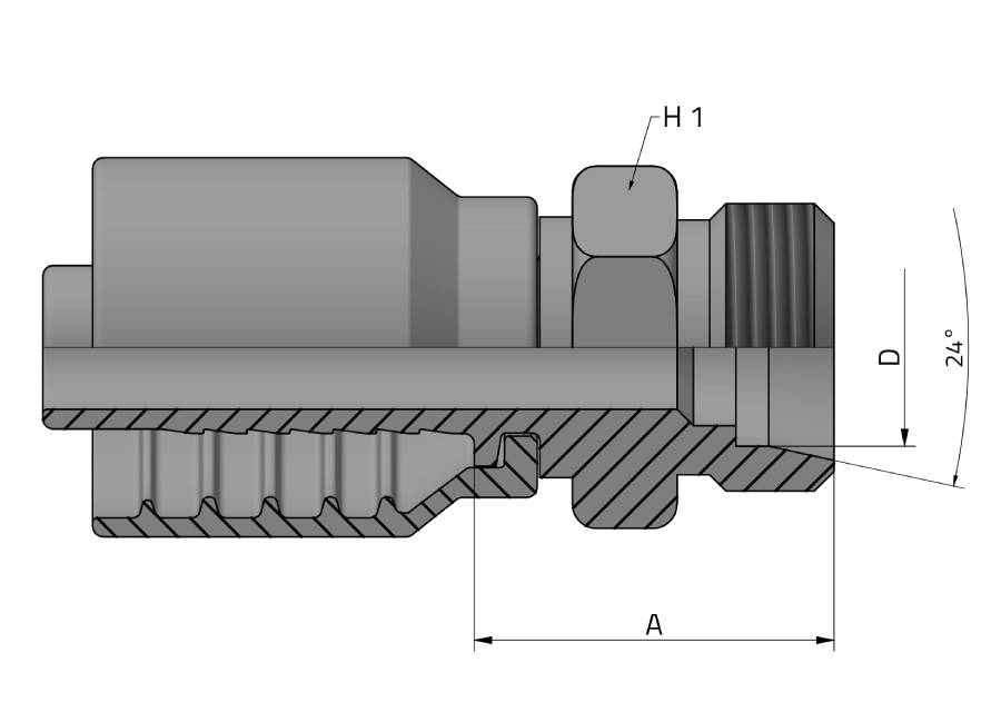ONE-PIECE METRIC MALE 24° CONE - S TYPE